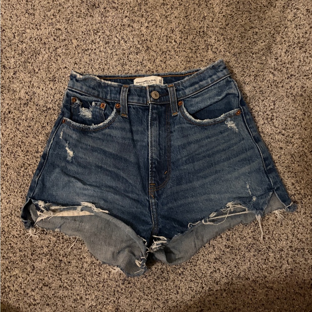 Abercrombie & Fitch Blue Distressed Jean Shorts